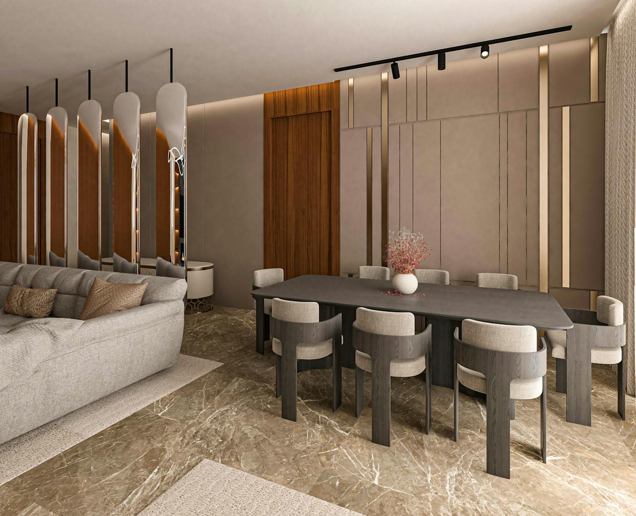 hero-img-01 Elegant contemporary interior showcasing a luxurious dining area and cozy seating arrangement.