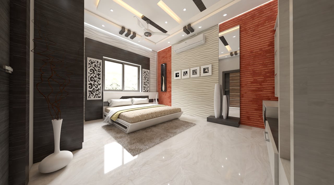 services-03 A chic and modern bedroom in Haldia, India with elegant decor and furniture.